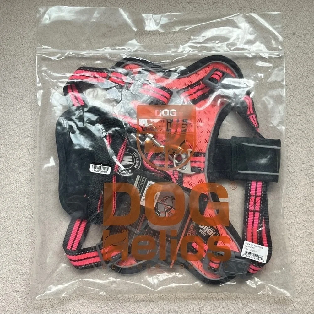 Dog Helios Compression Harness & Leash Medium Pink/Black Outdoor Hiking Walking